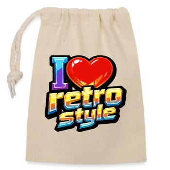 I Love Retro Style - Verschließbarer Geschenkbeutel aus Baumwolle (14x20cm) - Natur - Vorne