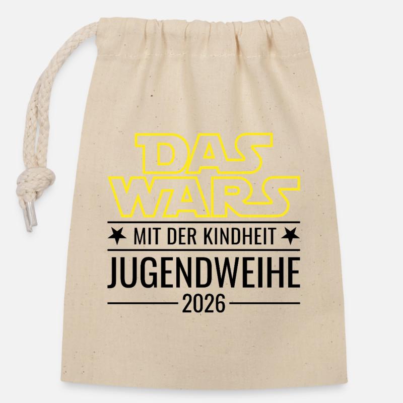 Jugendweihe 2026 Das wars mit der Kindheit - Verschließbarer Geschenkbeutel aus Baumwolle (14x20cm) - Natur