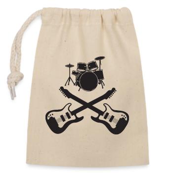 Drum Set and Crossed Guitars Rock Art - Closable cotton gift bag (14x20cm) - nature - Front