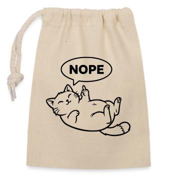 Cat Laughing Nope Outline - Closable cotton gift bag (14x20cm) - nature - Front
