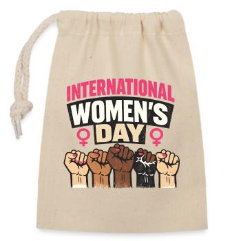 International Women's Day - Celebrate Equality! - Closable cotton gift bag (14x20cm) - nature - Front