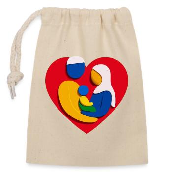 Abstract Muslim Family Heart Hug - Closable cotton gift bag (14x20cm) - nature - Front