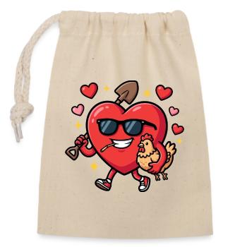 Valentinstags-Bauern-Lustiger Bauernhof-Valentinst - Verschließbarer Geschenkbeutel aus Baumwolle (14x20cm) - Natur - Vorne
