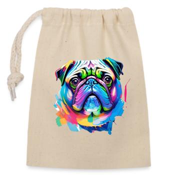 ug Dog Face Colorful Watercolor Art - Closable cotton gift bag (14x20cm) - nature - Front