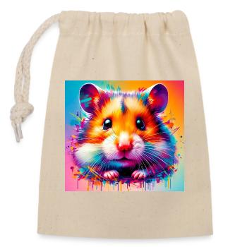 Hamster - Verschließbarer Geschenkbeutel aus Baumwolle (14x20cm) - Natur - Vorne