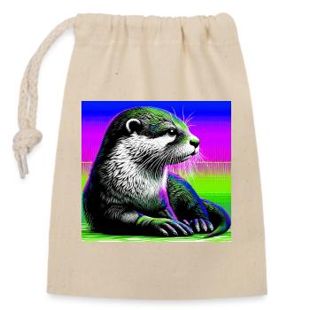 otter - Closable cotton gift bag (14x20cm) - nature - Front