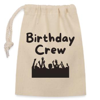 Birthday Crew - Verschließbarer Geschenkbeutel aus Baumwolle (14x20cm) - Natur - Vorne