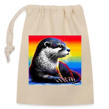 Otter - Verschließbarer Geschenkbeutel aus Baumwolle (14x20cm) - Natur - Vorne