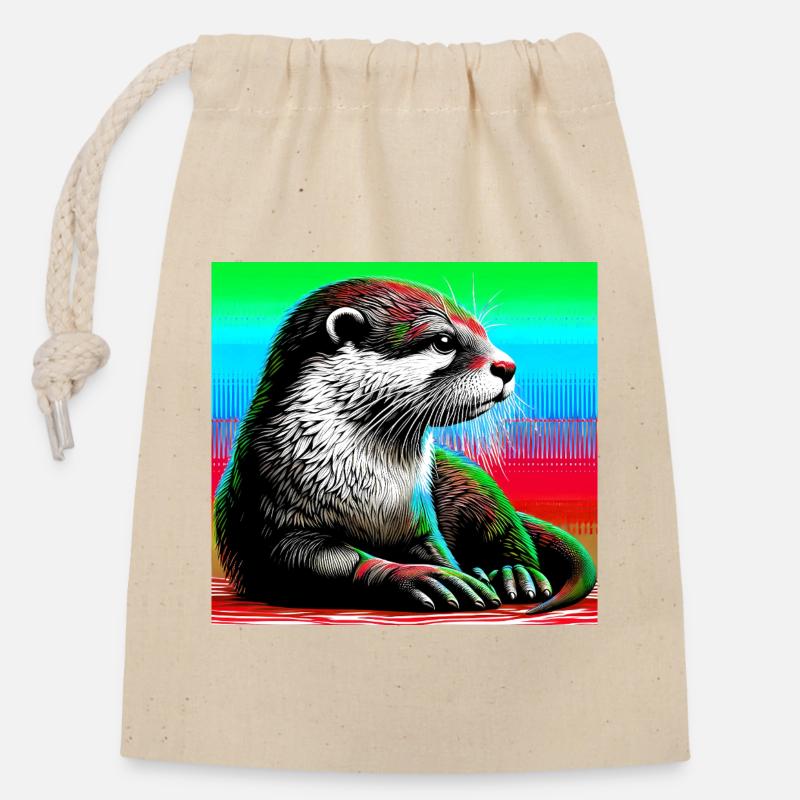 otter - Closable cotton gift bag (14x20cm) - nature