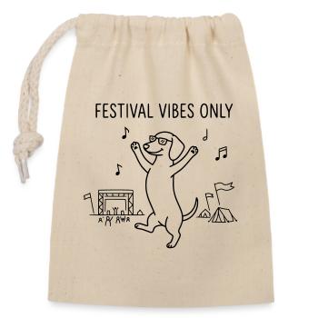 Festival Vibes Dachshund Dog Party Celebrations Camping - Closable cotton gift bag (14x20cm) - nature - Front