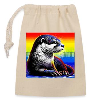 Otter - Verschließbarer Geschenkbeutel aus Baumwolle (14x20cm) - Natur - Vorne