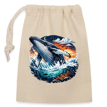 Evening Sea Whale Jump Fantasy - Closable cotton gift bag (14x20cm) - nature - Front