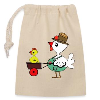 Poulet dans la ferme Poussins poulets Fermier - Sac cadeau en coton avec cordon (14 x 20 cm) - nature - Devant