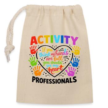 Cœurs des professionnels de l’activité Empreintes colorées de mains de la - Sac cadeau en coton avec cordon (14 x 20 cm) - nature - Devant