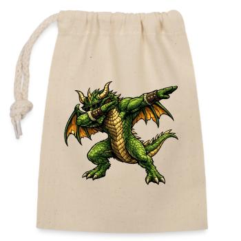 Ernsthafter Dabbing Drache - Verschließbarer Geschenkbeutel aus Baumwolle (14x20cm) - Natur - Vorne