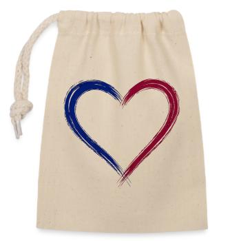 Heart is blau and scarlet - Closable cotton gift bag (14x20cm) - nature - Front