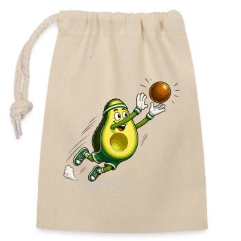 Avocado Basketball Comic Motiv - Verschließbarer Geschenkbeutel aus Baumwolle (14x20cm) - Natur - Vorne