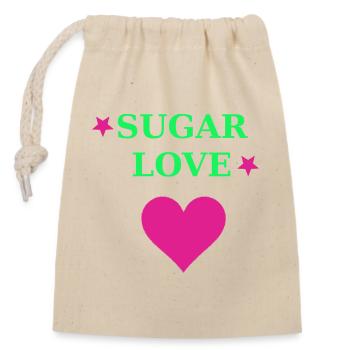 Sugar Love Heart Neon Retro - Closable cotton gift bag (14x20cm) - nature - Front