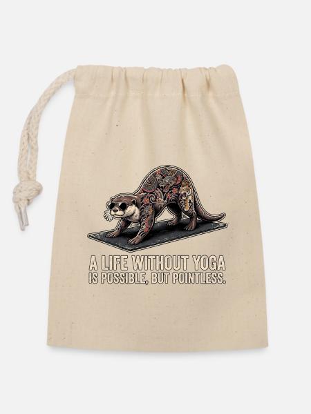 Yoga Tattoo Otter - Verschließbarer Geschenkbeutel aus Baumwolle (14x20cm) - Natur