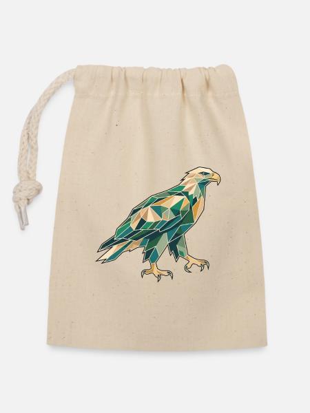 Poly Stil Adler - Verschließbarer Geschenkbeutel aus Baumwolle (14x20cm) - Natur