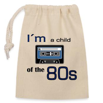 Je suis un enfant des années 80 - cassette - Sac cadeau en coton avec cordon (14 x 20 cm) - nature - Devant