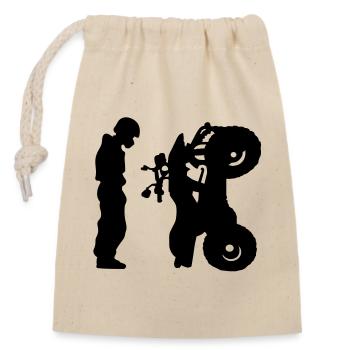 Quad - Sac cadeau en coton avec cordon (14 x 20 cm) - nature - Devant