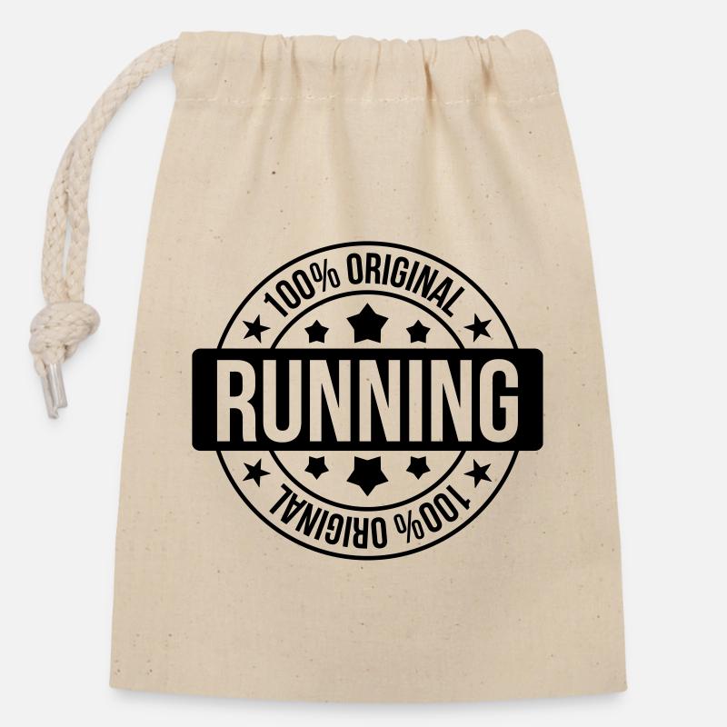 Course à Pied / Running / Jogging / Coureur - Sac cadeau en coton avec cordon (14 x 20 cm) - nature