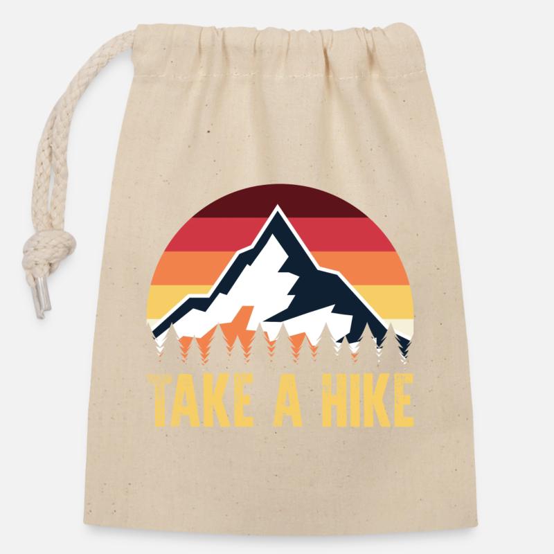 Wandern Sie: Retro Mountain Sunset - Verschließbarer Geschenkbeutel aus Baumwolle (14x20cm) - Natur