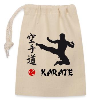 Karate black - Closable cotton gift bag (14x20cm) - nature - Front