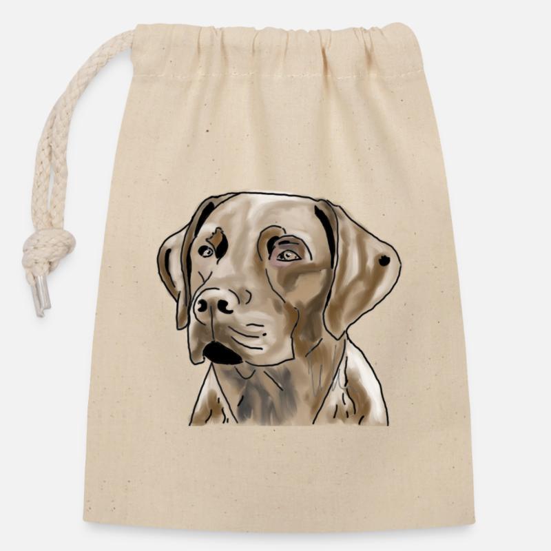 Labrador - Sac cadeau en coton avec cordon (14 x 20 cm) - nature