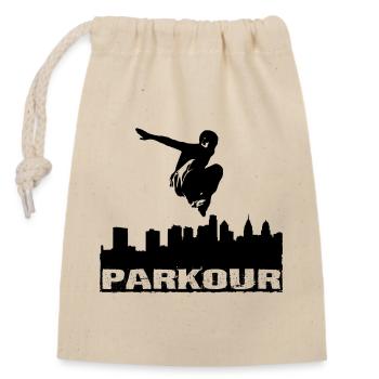 Parkour - Closable cotton gift bag (14x20cm) - nature - Front
