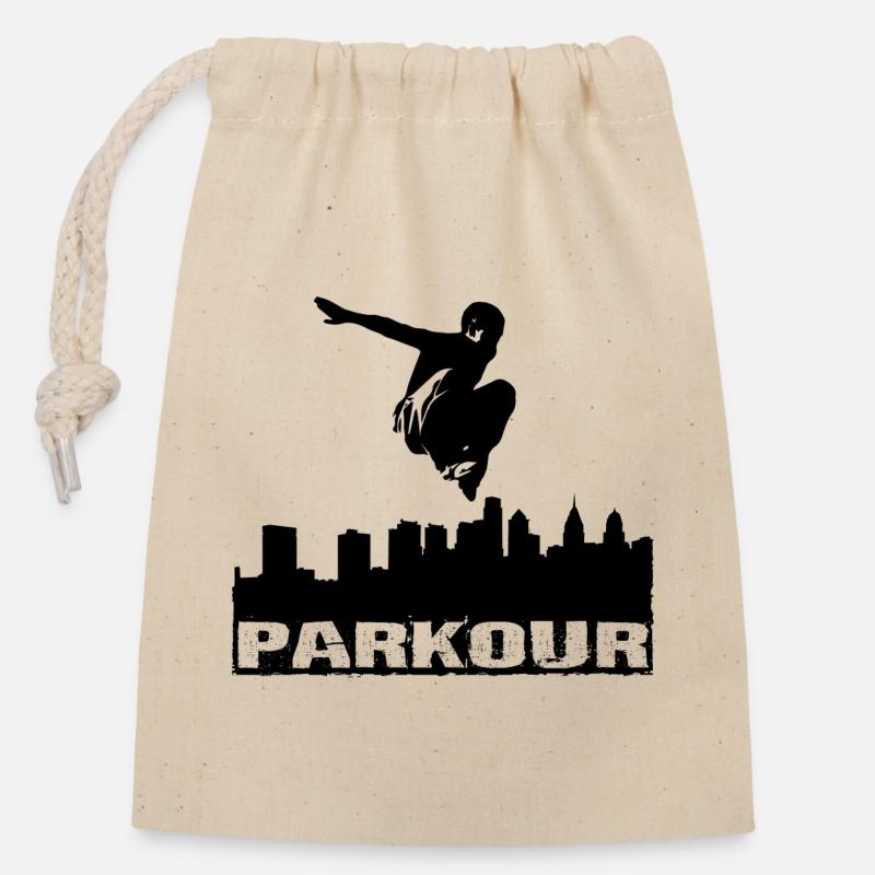 Parkour - Verschließbarer Geschenkbeutel aus Baumwolle (14x20cm) - Natur