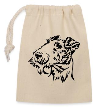 Fox terrier head - Closable cotton gift bag (14x20cm) - nature - Front