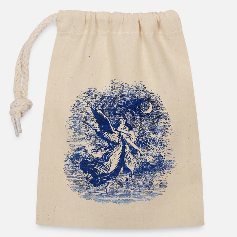 ange - Sac cadeau en coton avec cordon (14 x 20 cm) - nature