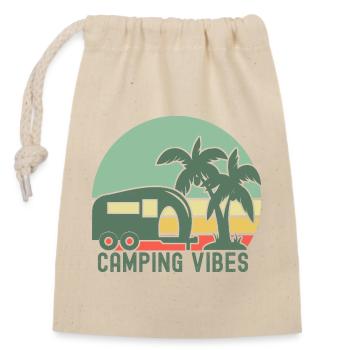 Retro Camping Vibes Illustration - Closable cotton gift bag (14x20cm) - nature - Front