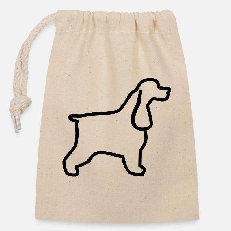 English Cocker Spaniel Umriss - Verschließbarer Geschenkbeutel aus Baumwolle (14x20cm) - Natur