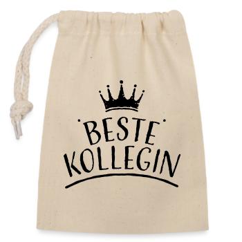 Krone beste kollegin schwarz Tshirt design - Verschließbarer Geschenkbeutel aus Baumwolle (14x20cm) - Natur - Vorne
