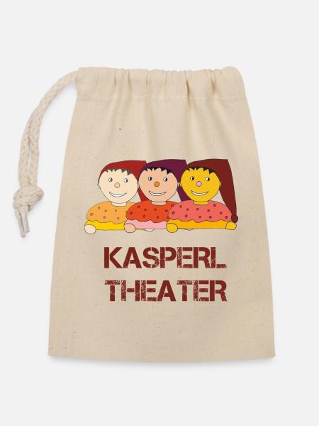 Kasperltheater lustig - Verschließbarer Geschenkbeutel aus Baumwolle (14x20cm) - Natur