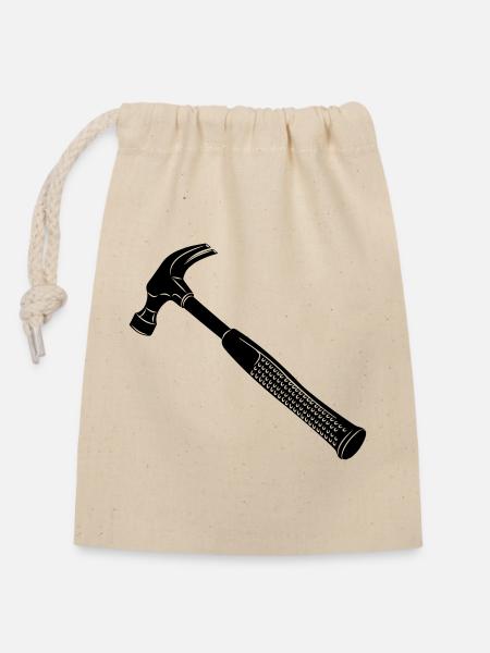 Hammer für Schreiner - Verschließbarer Geschenkbeutel aus Baumwolle (14x20cm) - Natur