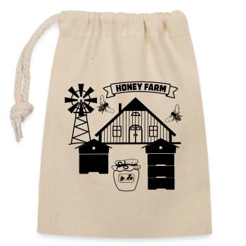 Ferme de miel avec des fleurs colorées - Sac cadeau en coton avec cordon (14 x 20 cm) - nature - Devant