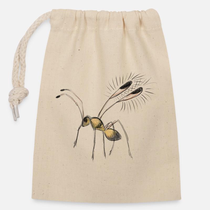Tiny Fairyfly drawing - Closable cotton gift bag (14x20cm) - nature