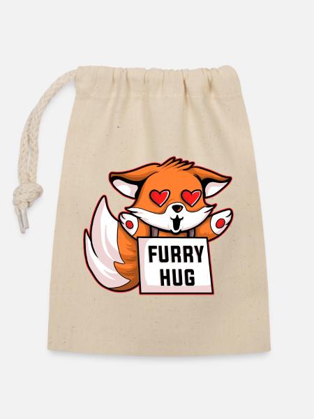 FURRY FUCHS - Verschließbarer Geschenkbeutel aus Baumwolle (14x20cm) - Natur