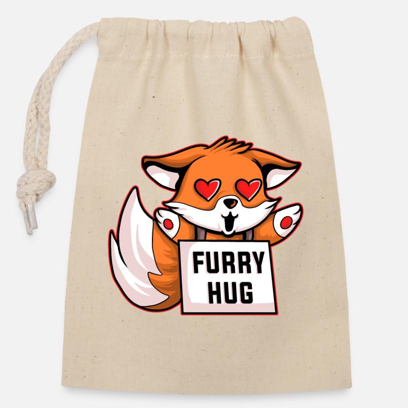 FURRY FUCHS - Verschließbarer Geschenkbeutel aus Baumwolle (14x20cm) - Natur