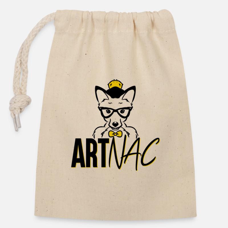 ARTNAC Logo Texte - Sac cadeau en coton avec cordon (14 x 20 cm) - nature