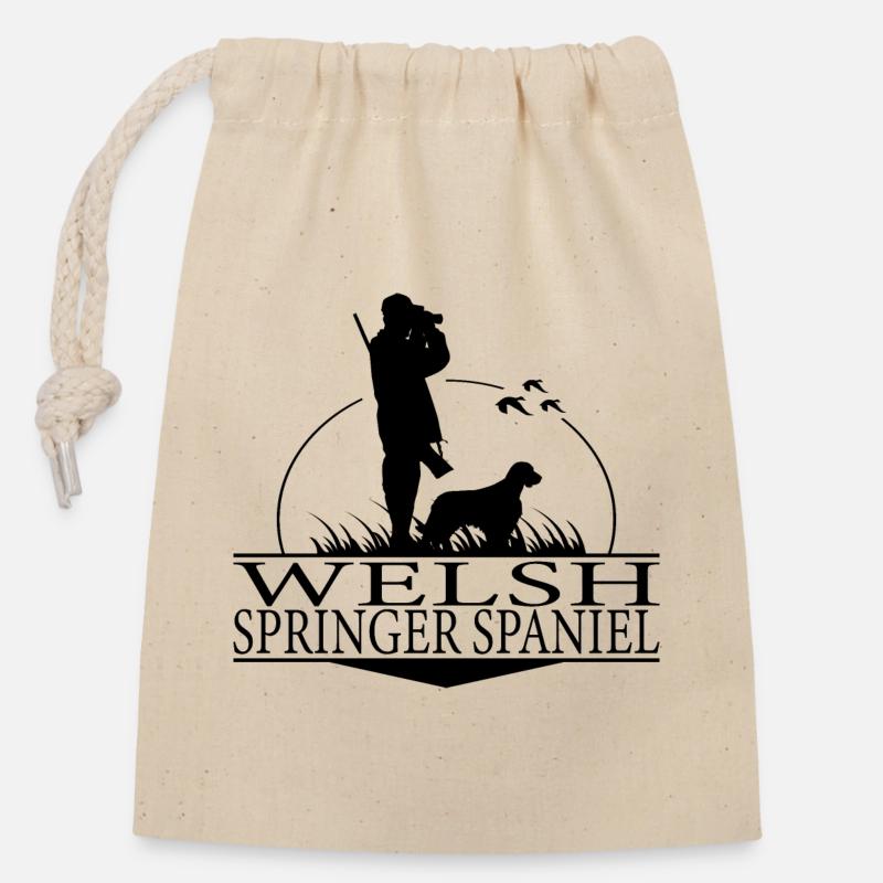 WELSH SPRINGER SPANIEL Chiens de chasse Hunter Wilsigns - Sac cadeau en coton avec cordon (14 x 20 cm) - nature