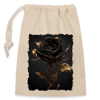 Schwarz Gold Rose - Verschließbarer Geschenkbeutel aus Baumwolle (14x20cm) - Natur - Vorne