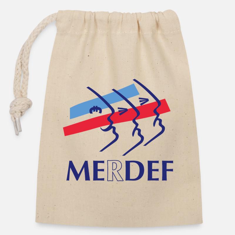 Merdef Bleu Rouge Lignes - Sac cadeau en coton avec cordon (14 x 20 cm) - nature