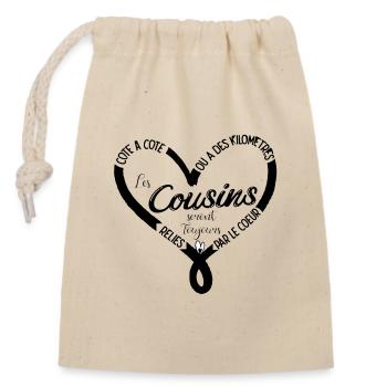 Les Cousins - Sac cadeau en coton avec cordon (14 x 20 cm) - nature - Devant