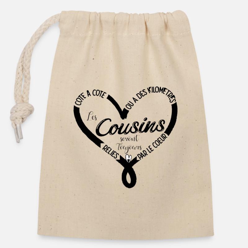 Les Cousins - Sac cadeau en coton avec cordon (14 x 20 cm) - nature