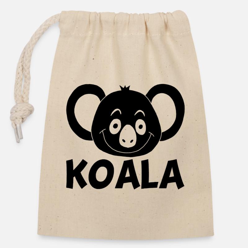 Schwarzer Koala - Verschließbarer Geschenkbeutel aus Baumwolle (14x20cm) - Natur